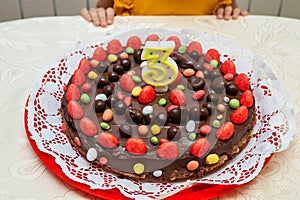 Children`s chocolate birthday cake