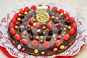 Children`s chocolate birthday cake