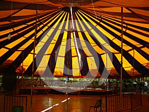 Children`s circus tent, sun effects on the roof
