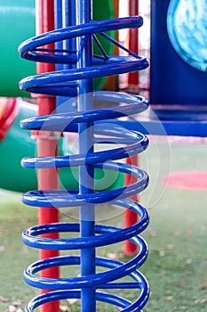 Children's colored playground on a street.