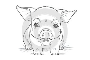 Children\'s coloring book, cute portrait of a beautiful pig. Generative ai