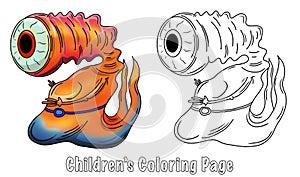 Children`s Coloring Page - Wacky, Crazy space alien or monster cartoon