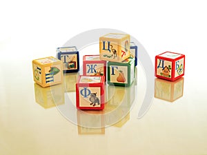 Children`s cubes - educational and educational game, teaches the child grammar and develops motor skills photo