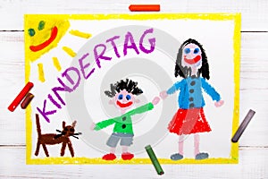 Children`s day card with German words Children`s day