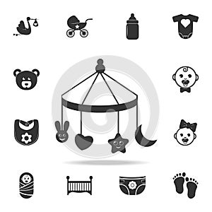 Children's diapers, a toy over the crib icon. Set of child and baby toys icons. Web Icons Premium quality graphic design. Signs a