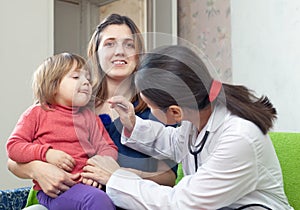 Children's doctor examining 2 years child