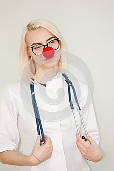 Children`s doctor. portrait. girl with