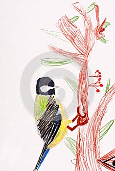 Children's drawing. little bird