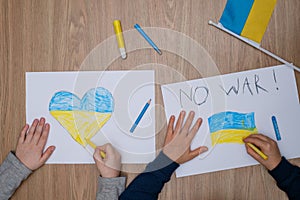 Children`s drawings against the war in Ukraine.