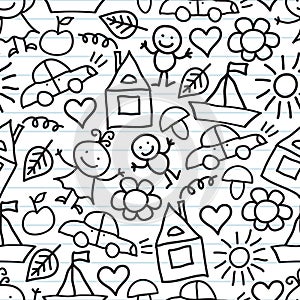 Children's drawings. Doodle background