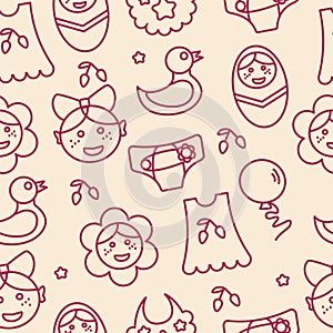 Children`s drawings vector seamless pattern