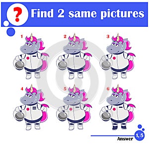 Children's educational game. Find two same pictures