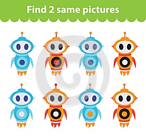 Children`s educational game. Find two same pictures.