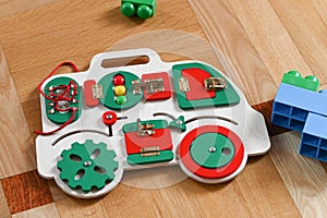 Children`s educational toy. In the form of cars. Developmental Motility