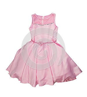 Children`s elegant pink dress. Isolate on white