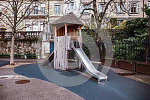 Children\'s empty slide in Geneva Switzerland