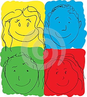 Children's Faces, Primary Colors