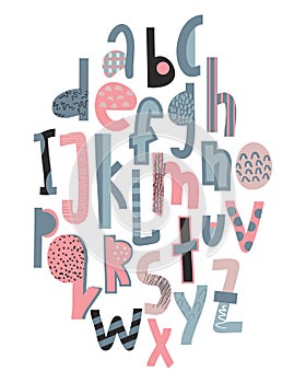 Children s font in the creative abstract style