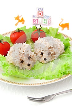 Children's food - two rice hedgehogs