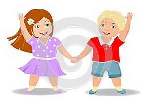 Children`s friendship, boy and girl