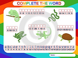 A children`s game called complete the word.