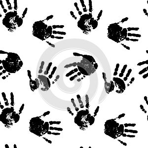 Children`s hands black and white seamless print. Isolated background
