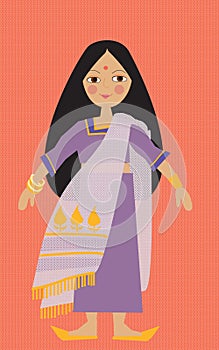 Children's illustration of an indian princess girl