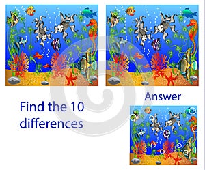 Children`s illustration Visual Puzzle: find ten differences from