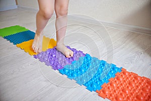 children`s massage mat for physical recovery and massage of children`s legs and arms.