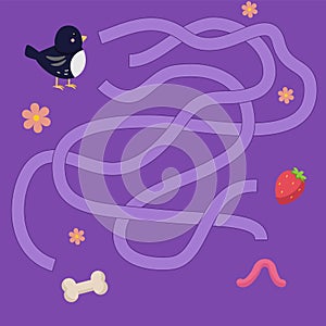 Children`s maze with animals. Sweetheart Vector Illustration