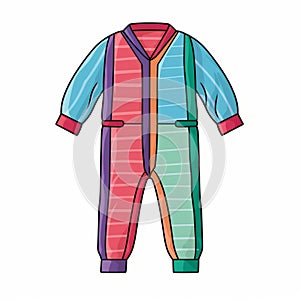 Colorful Child Jumpsuit: Minimalist Pajamas Design With Flat Shading And Symmetrical Asymmetry photo