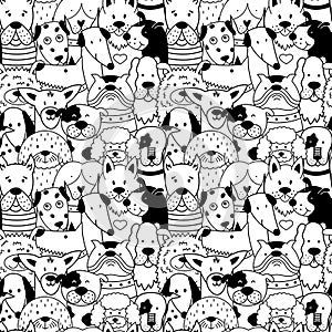 Children`s pattern with black and white dogs