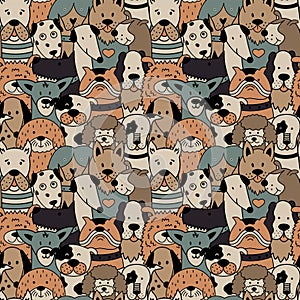 Children`s pattern with colorful dogs