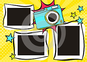 Children`s photo book in pop art style