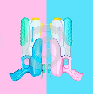 Children`s pink and blue water guns