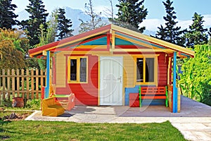 Children's play house in a yard