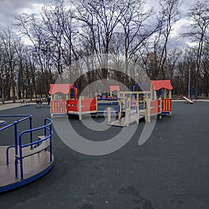 Children`s playground in Pushkin Park in Kramatorsk photo