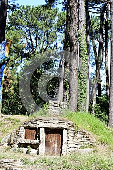 Children`s playground the village of Grobits in Galicia