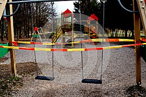 Children`s playgrounds and sports grounds are prohibited, due to quarantine announced. COVID-19