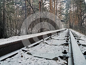 Children`s railway in the Shershnevskoye forest Park city of Chelyabinsk, Russia, RZD