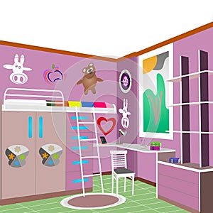 Children`s room design violet