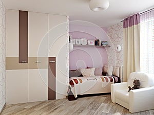 Children`s room interior design for girl