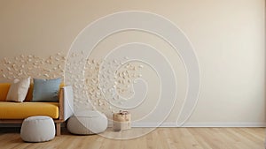 Children\'s Room Mockup Wall on Cream Background: Perfect for Creative Decor Ideas.