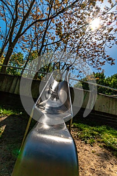 Children`s slide on a playground in Berlin Marzahn, Germany