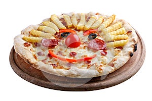 Children`s smiling pizza. Meals for children