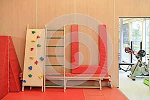 Children`s sports hall Gym and climb wall