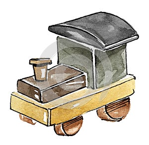 Children's steam locomotive made of wood.
