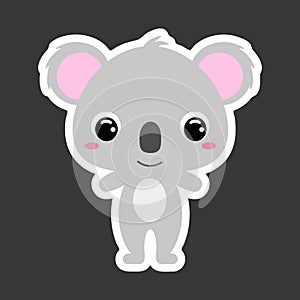 Children`s sticker of cute little koala. Wild animal. Flat vector stock illustration