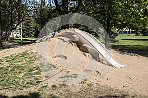 Children\'s stone slide in park