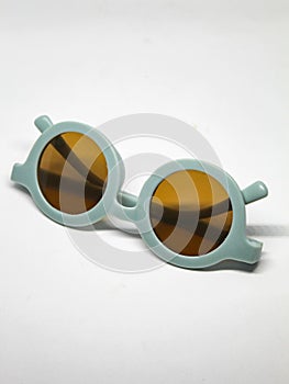 Children's sunglasses with light blue handles